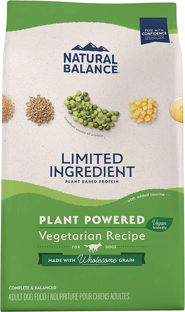 Natural Balance Limited Ingredient Adult Dry Dog Food with Vegan Plant Based Protein and Healthy Grains, Vegetarian Recipe