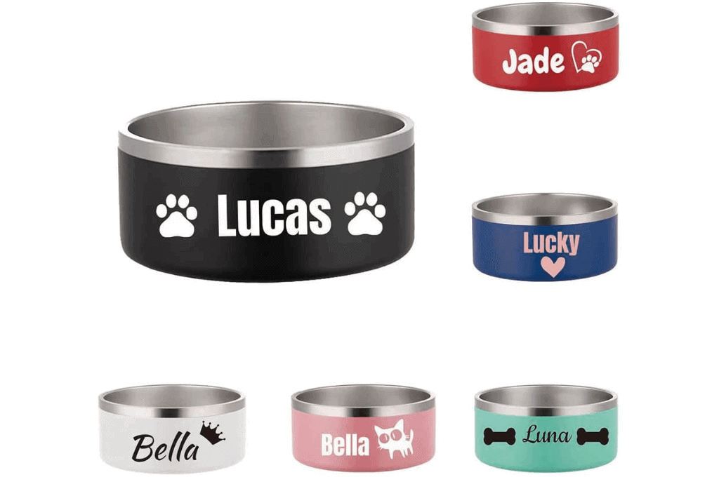 JMIPET Personalized Dog cat Bowls with Name Stainless Steel pet Bowl for Large Small Dogs